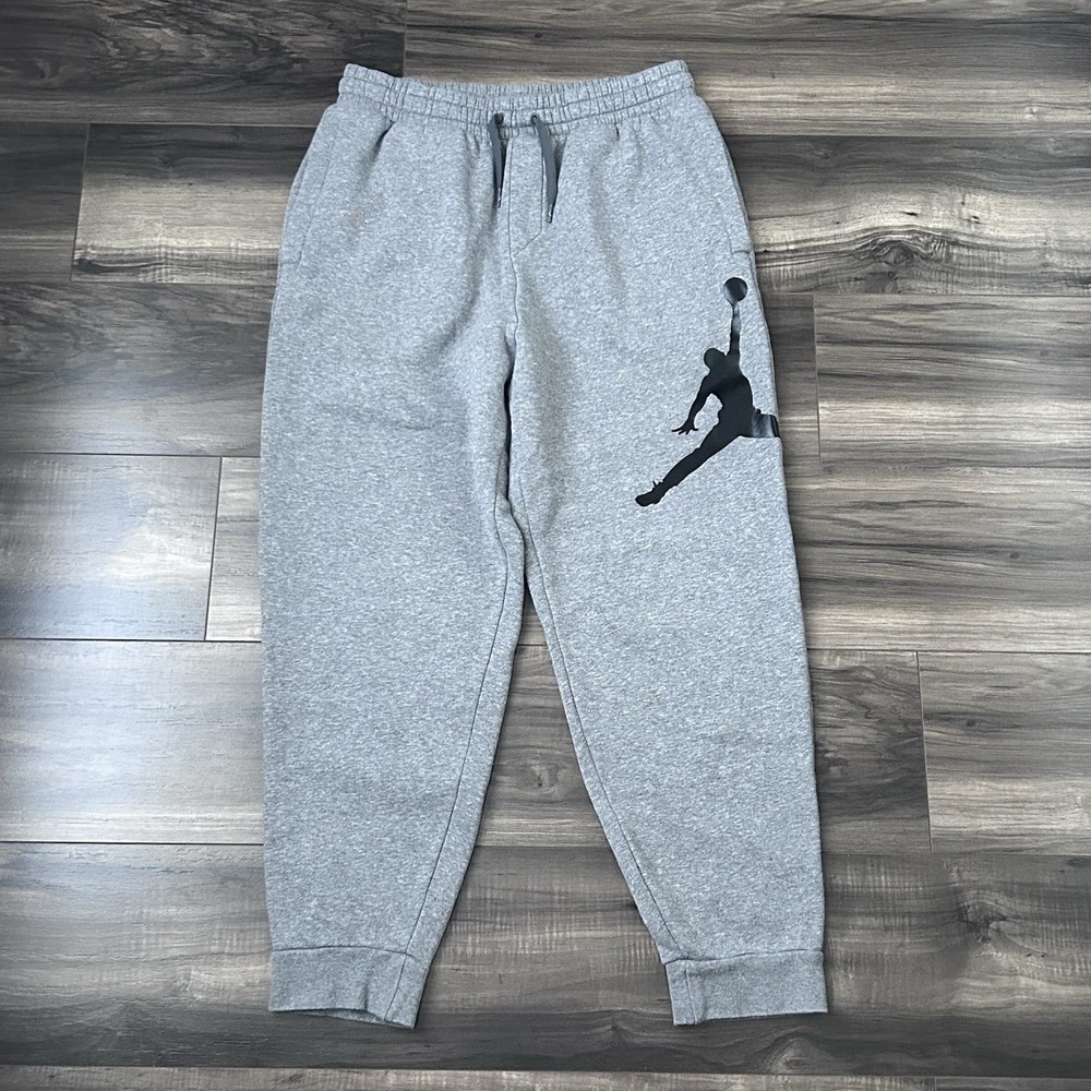 Jordan Sweatpants Mens Medium Grey Jumpman Logo Fleece Joggers DA6803-091